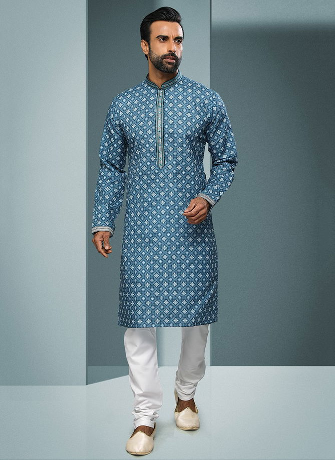 Sea Blue Colour Creation Vol 27 New Latest Designer Party Wear Cotton Kurta With Pant Collection 1585